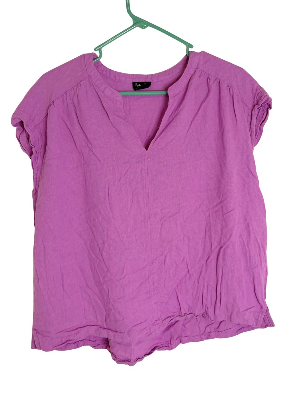 3/$20 Splendid Lavender-Pink Linen Blend Split V Neck Cap Sleeve Blouse